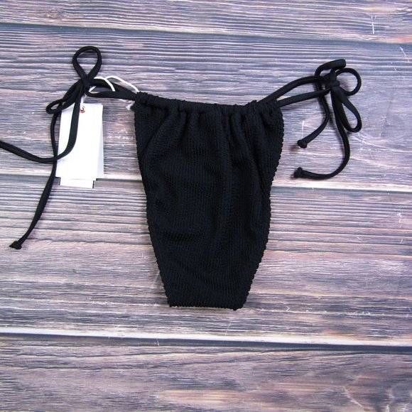 Good American NEW Small/Medium Size 1/2 Black Always Fit Tiny Ties Bikini Bottom - Picture 2 of 6